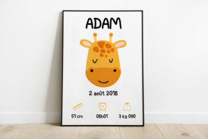 affiche de naissance girafe