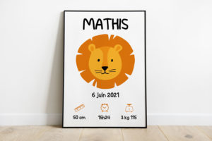 affiche de naissance lion