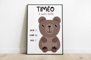 affiche de naissance ours